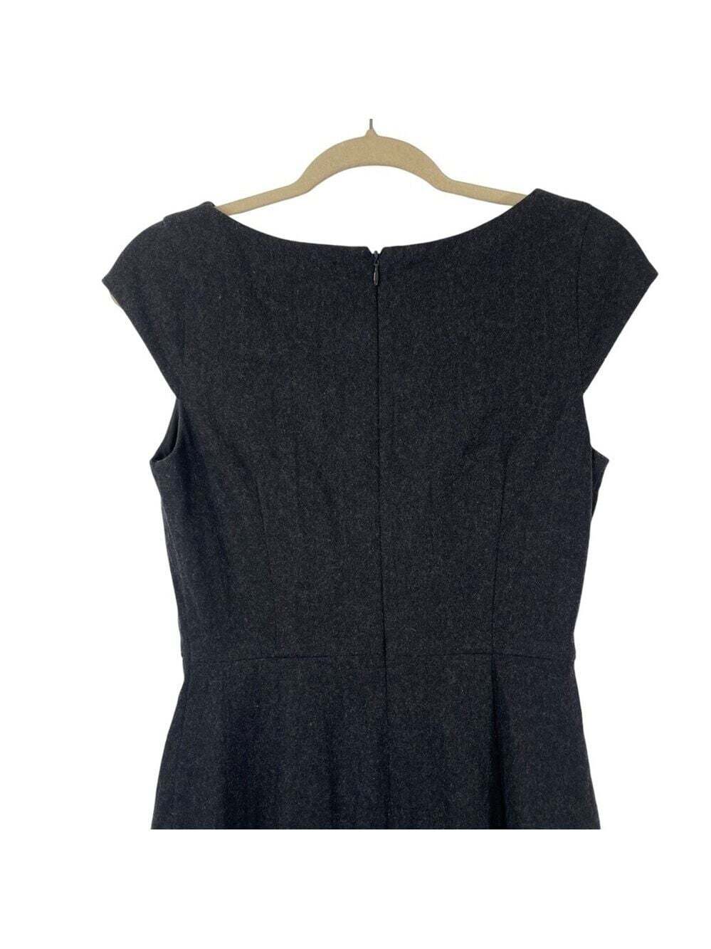Anthropologie PIM + LARKIN Grey Wool Dress Small Fit and Flare Cap Sleeve MIDI - Picture 9 of 16